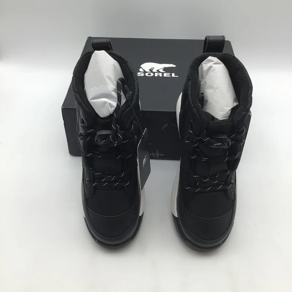 Sorel Youth Whitney III Mid WP Black Waterproof Insulated Boots Size 4 NEW